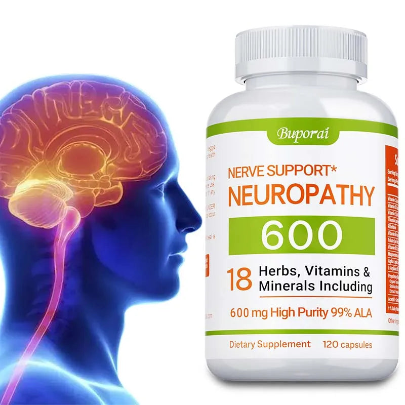 Neuropathy Support Supplement 600mg - Supports The Nervous System, Relieves Stress, Promotes Brain Function