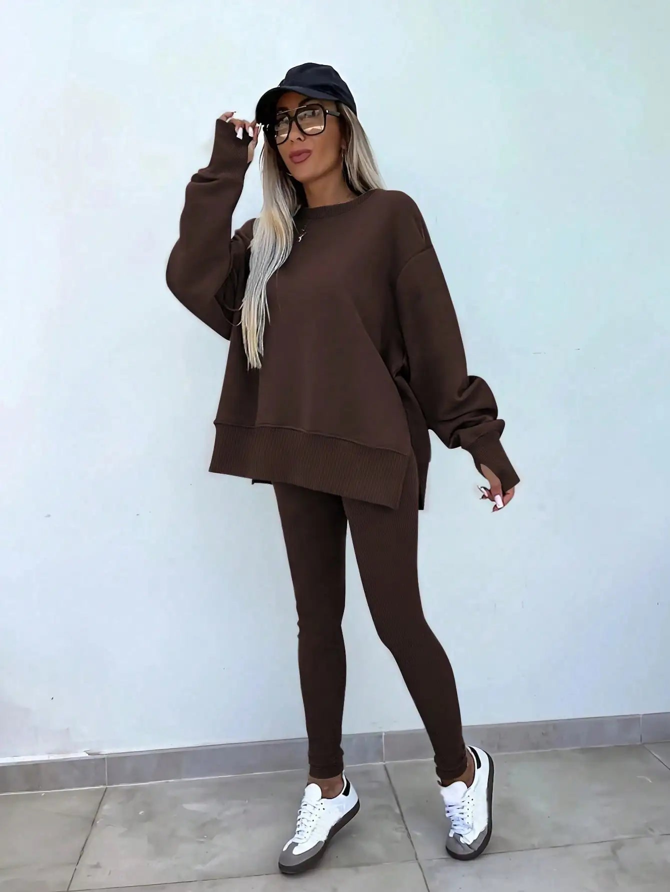 Women 2 Piece Set Casual Loose Sweatshirt And Skinny Pants Fall Outfit