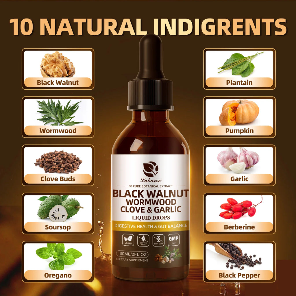Black Walnut Drop with Wormwood Clove & Garlic Support Digestion and Immune Health 60ml