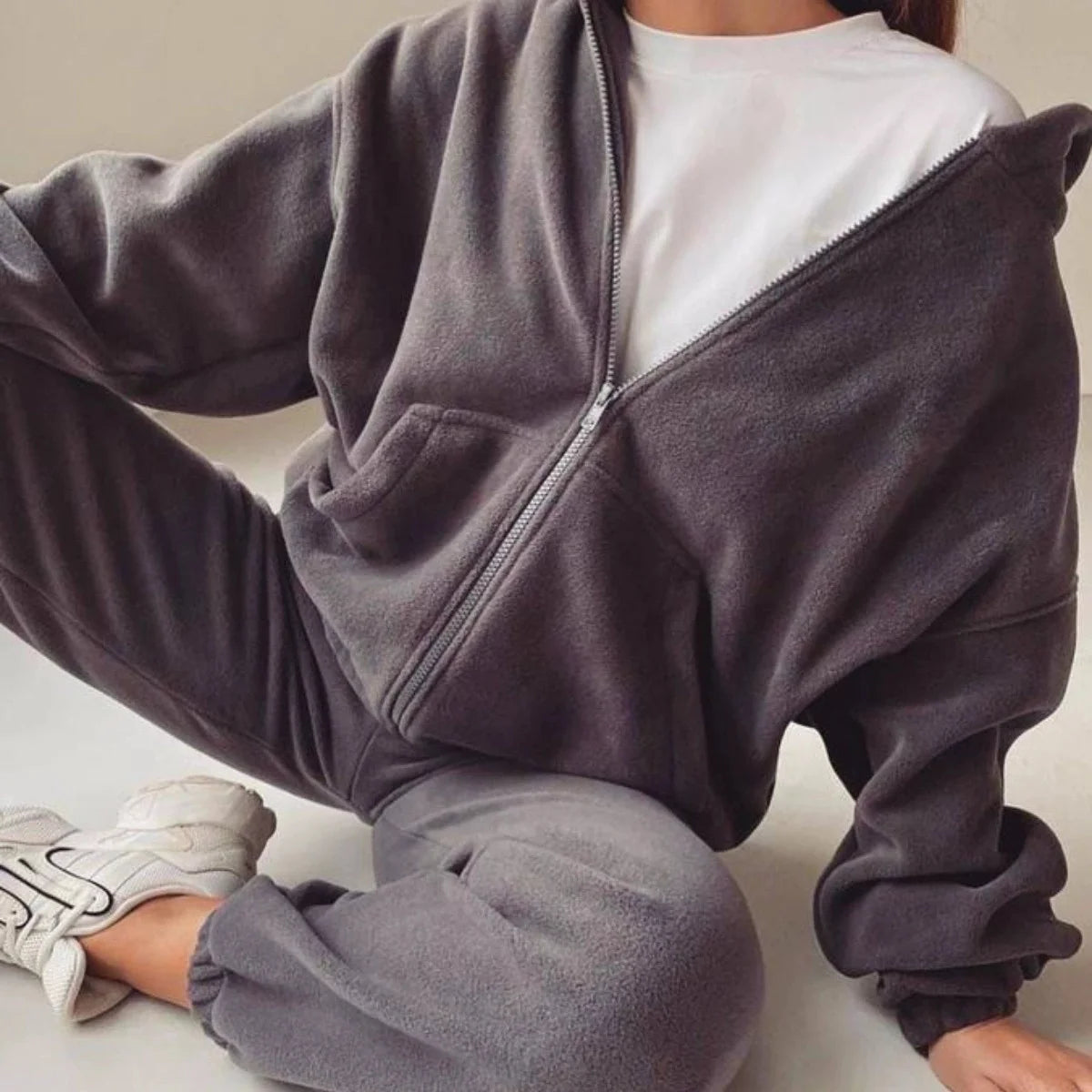 2pcs/Set New Women's Loose Sports Casual Sweater Suit Two-Piece Streetwear Pants Suit Sports Pullover