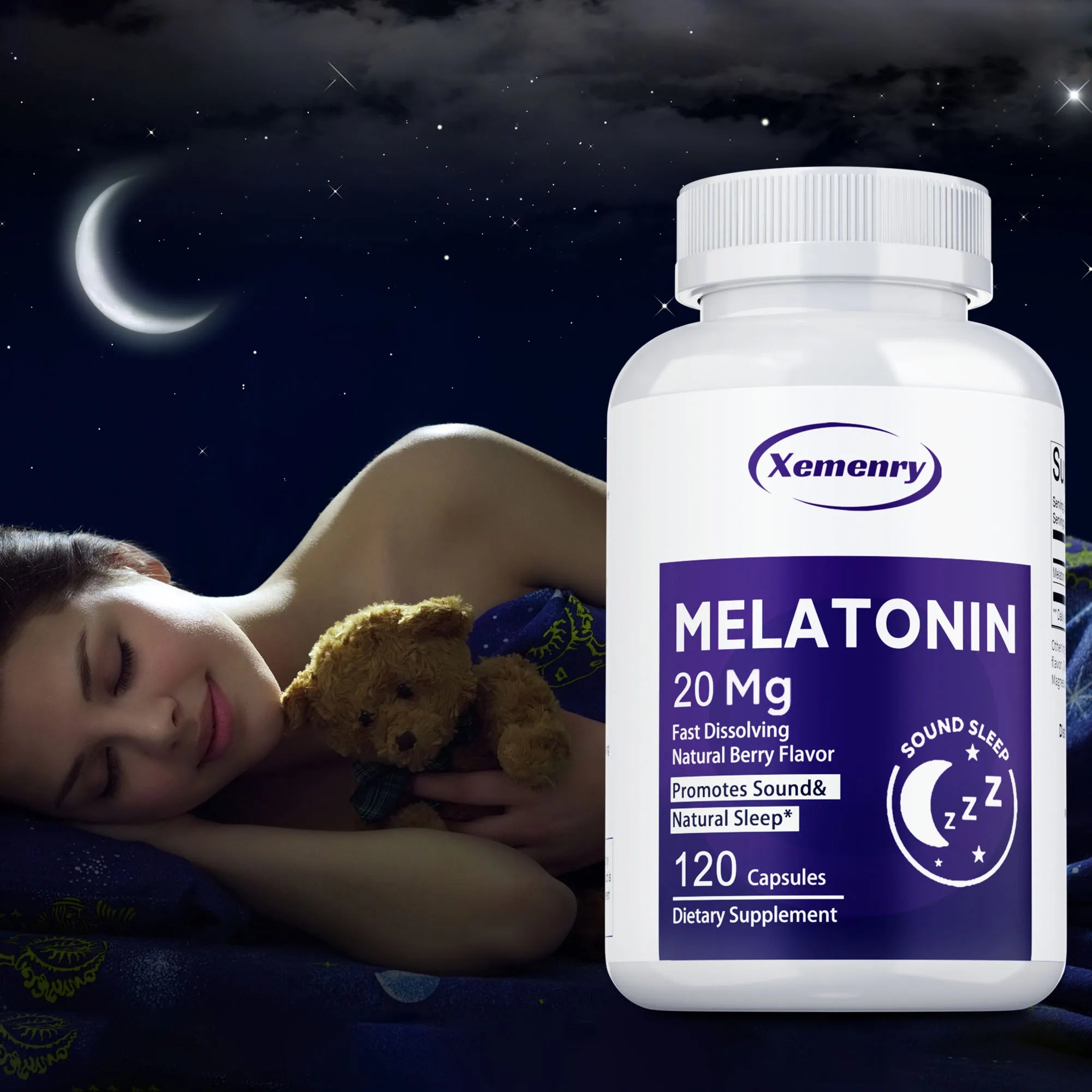 Melatonin Capsules 20mg - Aids Sleep, Improves Sleep Quality, Promotes Deep Sleep - 120 Capsules