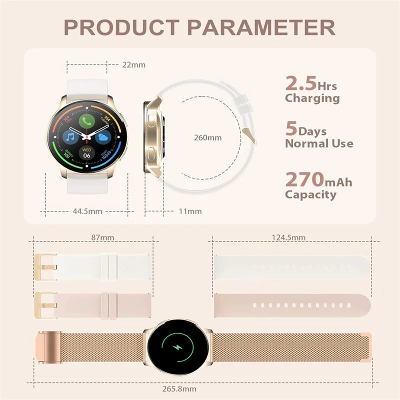 Smart Watch, Fitness Tracker for Android and iOS Phones Waterproof Smartwatch with 1.32" HD Full
