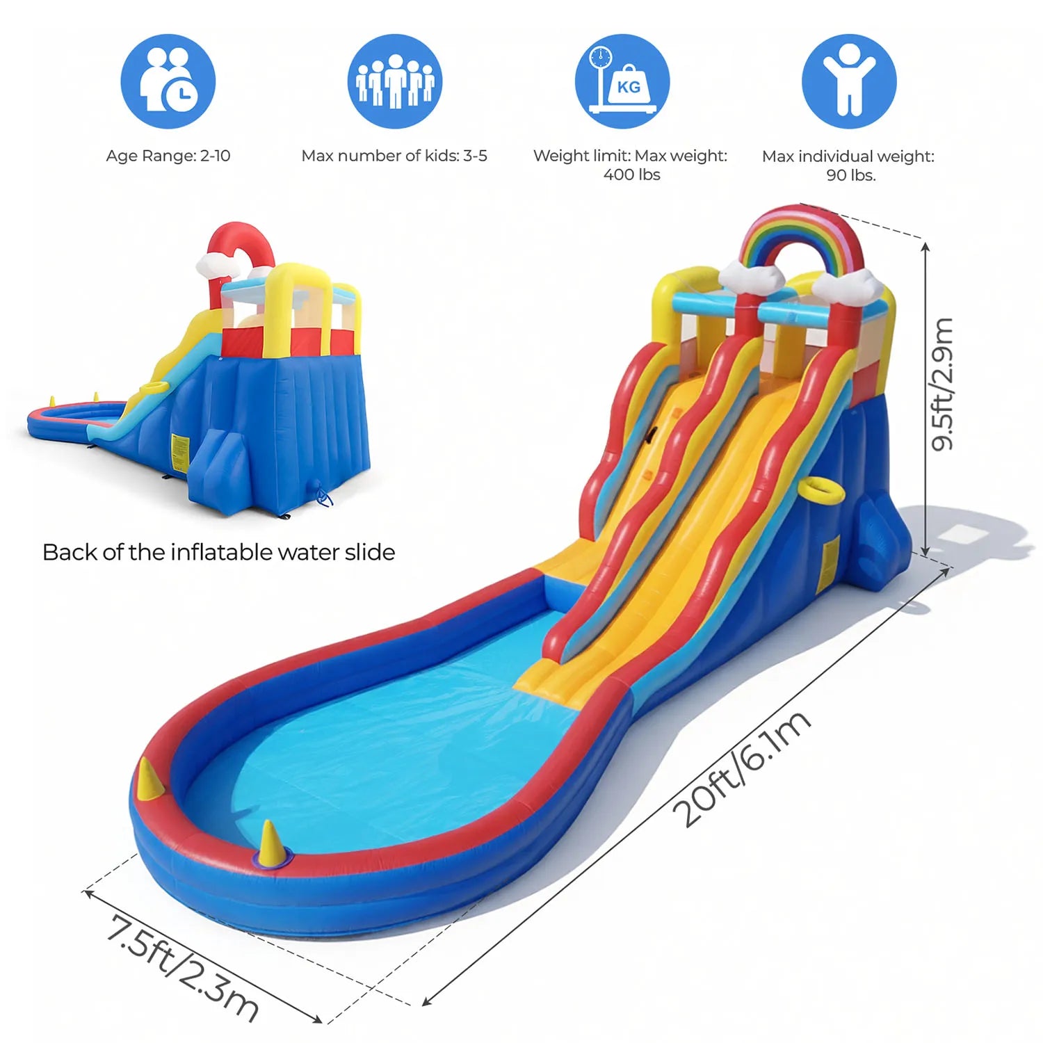 Commerci 6.1m  Inflatable Bounce House Water Slide With 680W Blower for Kids and Adults Children's Playground