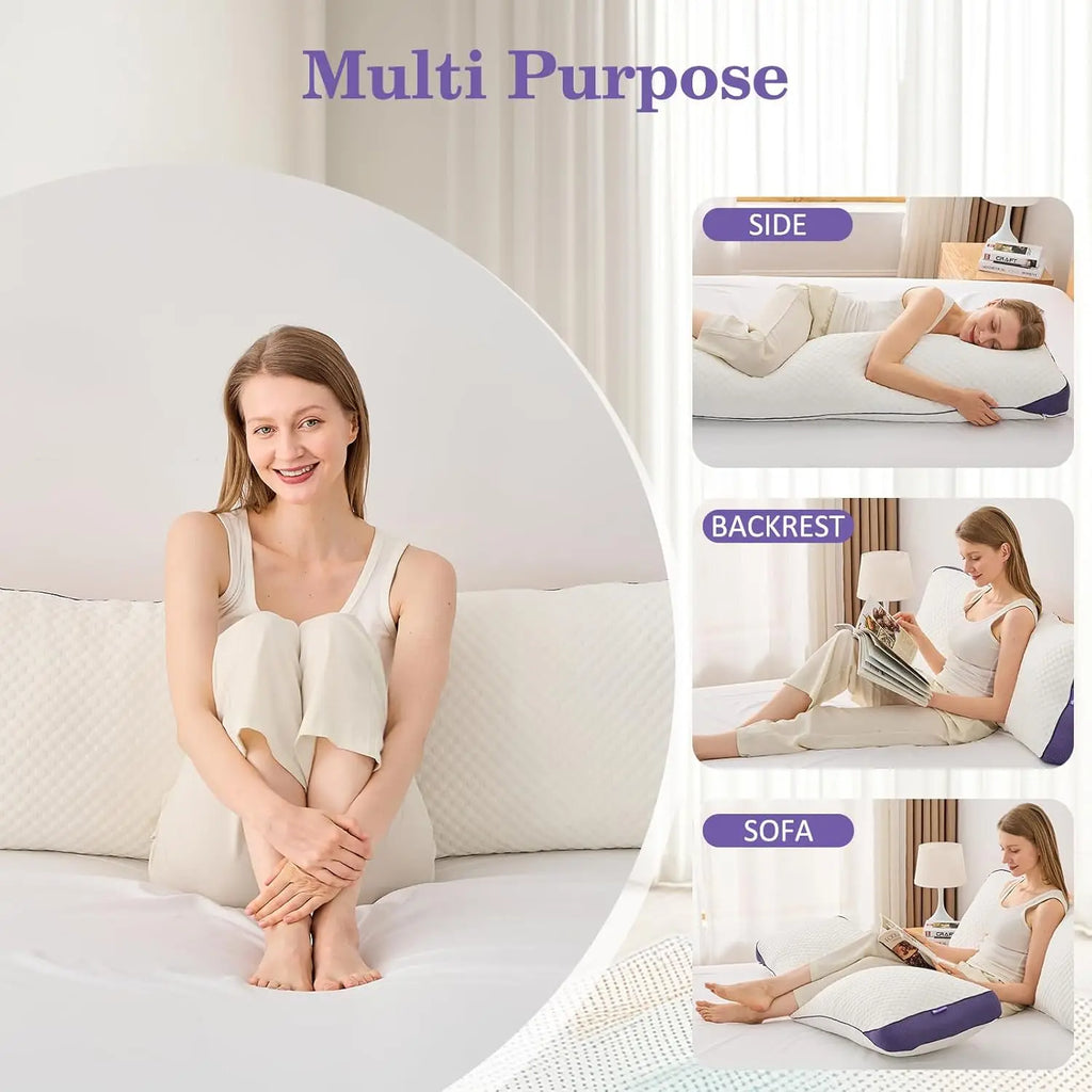 Adjustable Cooling Memory Foam Body Pillow with Washable Cover, Full Support for Side Sleepers, Back & Leg Comfort