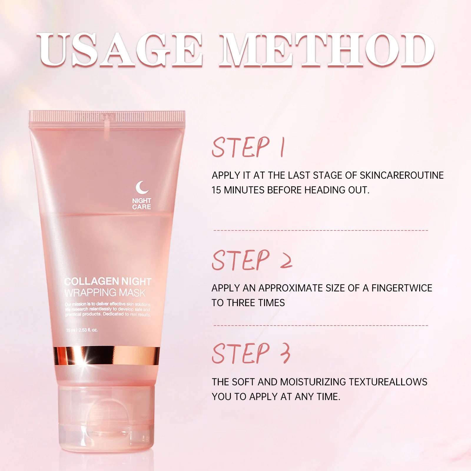 Face Mask Collagen Night Wrapping Mask Elasticity Hydration Reduces Sagging Dullness  75ml