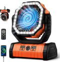 20000mAh Rechargeable Fan: 360° Head, 4 Speeds, LED, Quiet for Outdoor/Home.