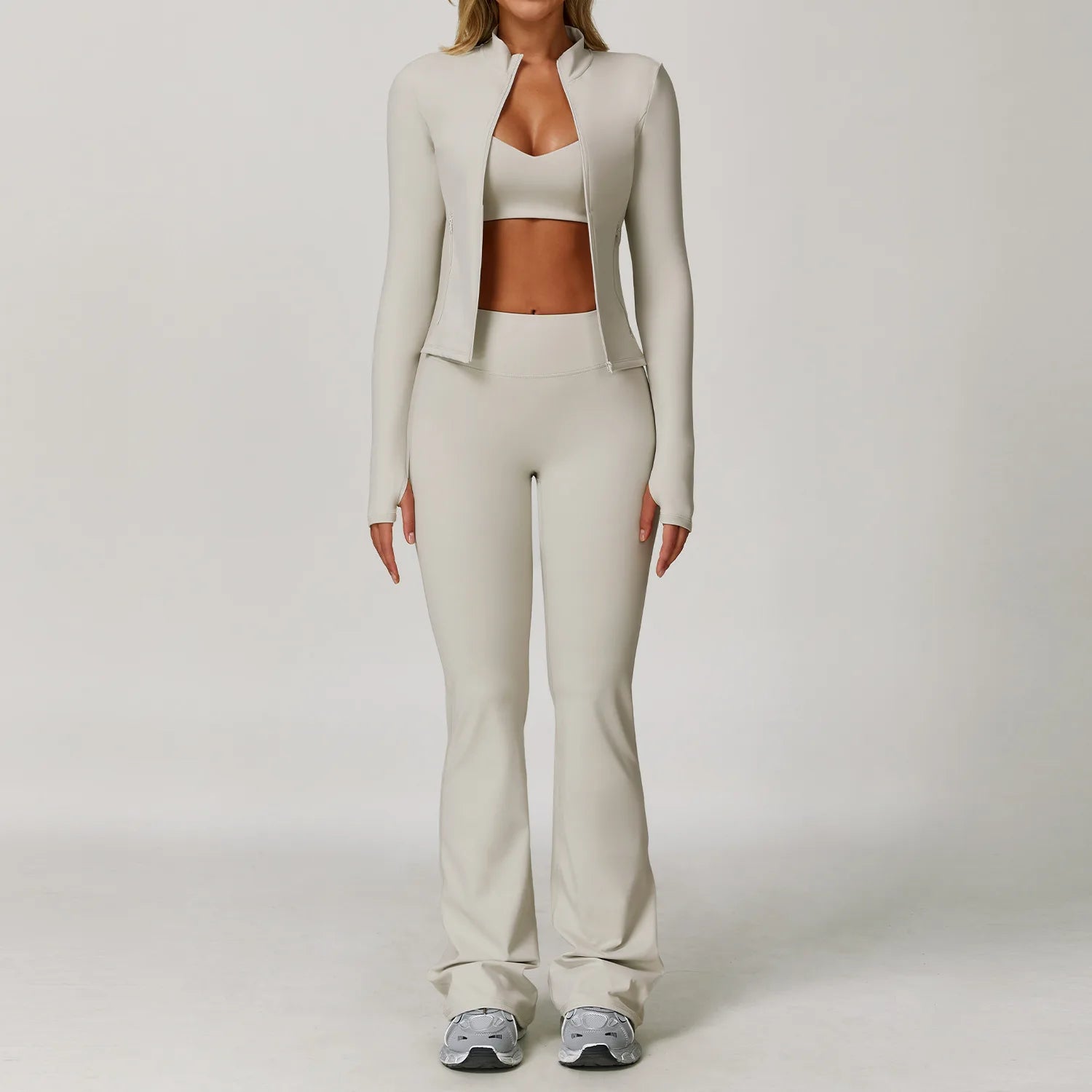 3PCS Gym Set Women Yoga Bra Jacket High Waist Workout Leggings Shorts Sports Suit 2 Pieces Yoga Set