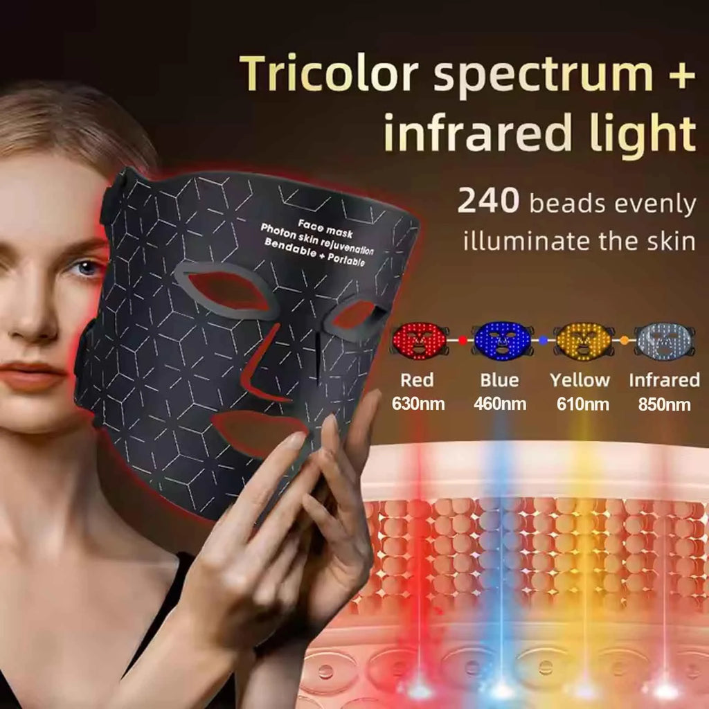 4 Modes Portable Led Face Mask Light Therapy for Anti-Aging Wrinkles Skin Rejuvenation