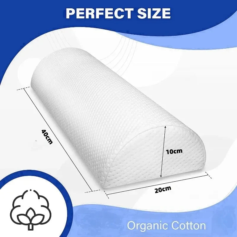 Comfort Bolster Pillow for Legs Back and Head Memory Foam Cotton Cover Lumbar Support Pillow