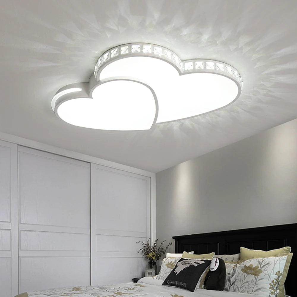 Modern Heart Shaped Ceiling Lights Crystal LED Flush Mount Lamp