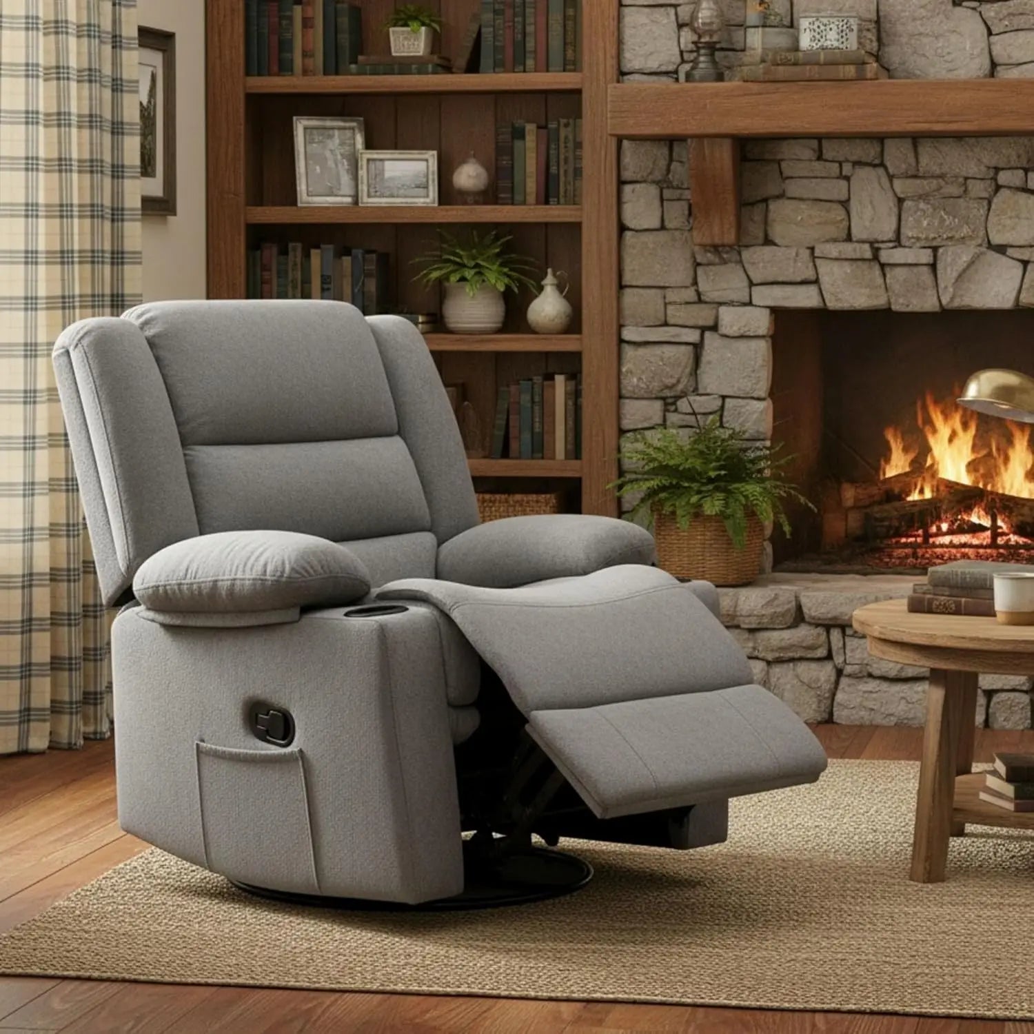 360°Swivel Rocking Recliner Chair with Side Pockets & Cup Holders for Living Room & Bedroom, Custom