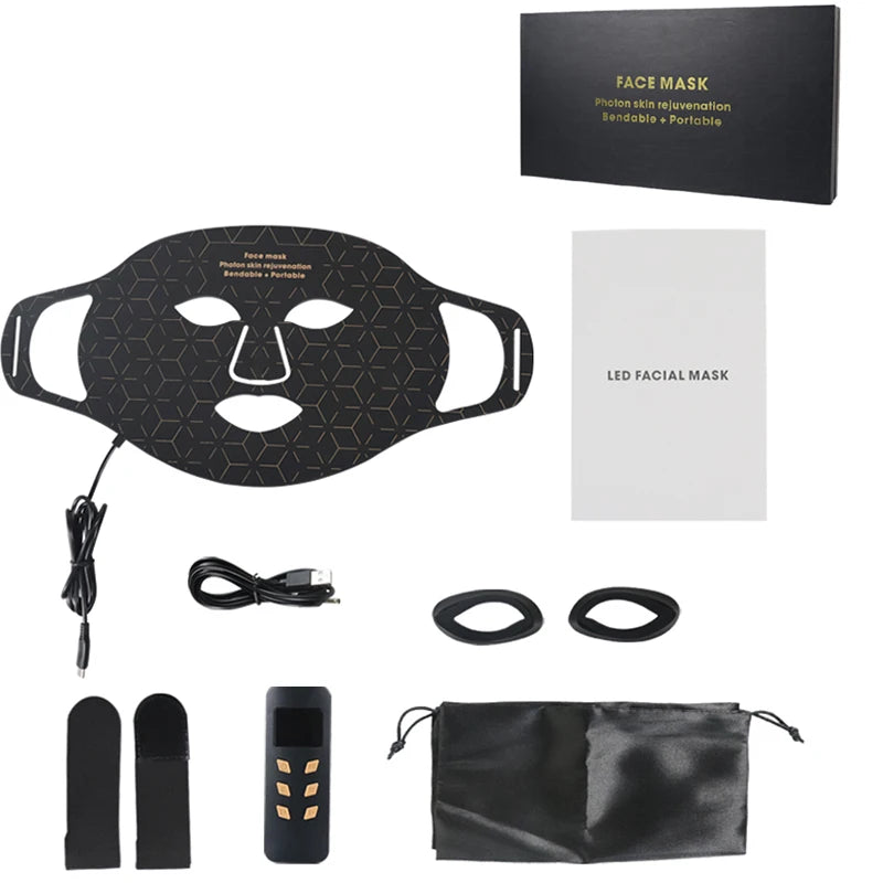 4 Modes Portable Led Face Mask Light Therapy for Anti-Aging Wrinkles Skin Rejuvenation