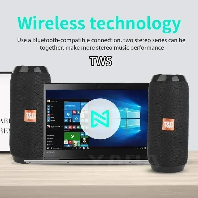 Portable Bluetooth Speaker, Wireless TWS Pairing IPX5Waterproof 1200mAh Battery TF FM Radio