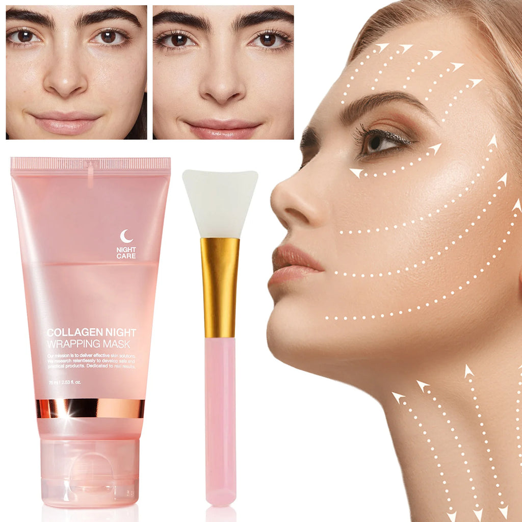 Face Mask Collagen Night Wrapping Mask Elasticity Hydration Reduces Sagging Dullness  75ml