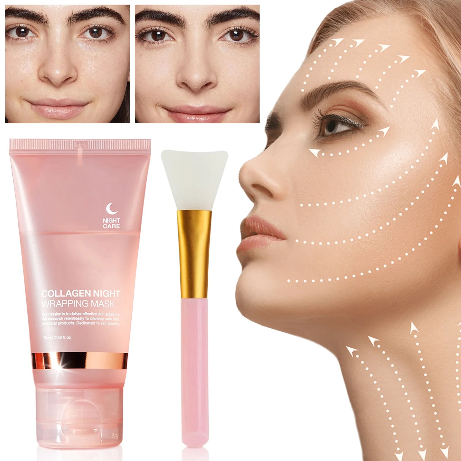 Face Mask Collagen Night Wrapping Mask Elasticity Hydration Reduces Sagging Dullness  75ml