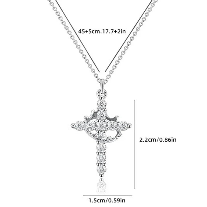 Light Luxury Pave Zircon Cross Necklace | Gold/Silver Dual-Tone | Unique Versatile Daily Jewelry