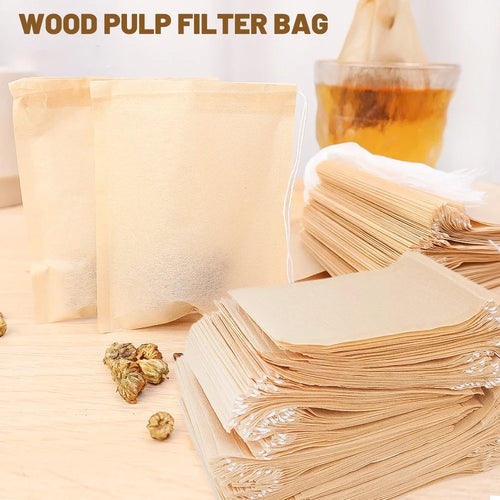 300/100Pcs Disposable TeaBags with String Filter Bag for Coffee Foot Bath Natural Wood Pulp Paper Spice Filters Teabag