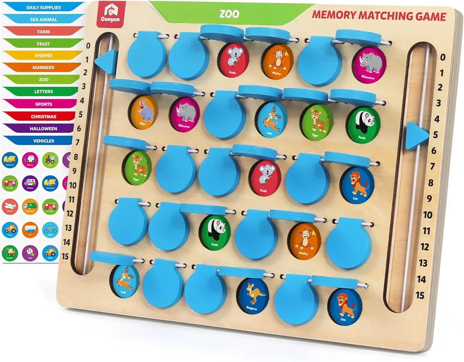 Memory Matching Game, Wooden Travel Board Game with Cards, Montessori Educational Toy for Toddlers Ages 3-5