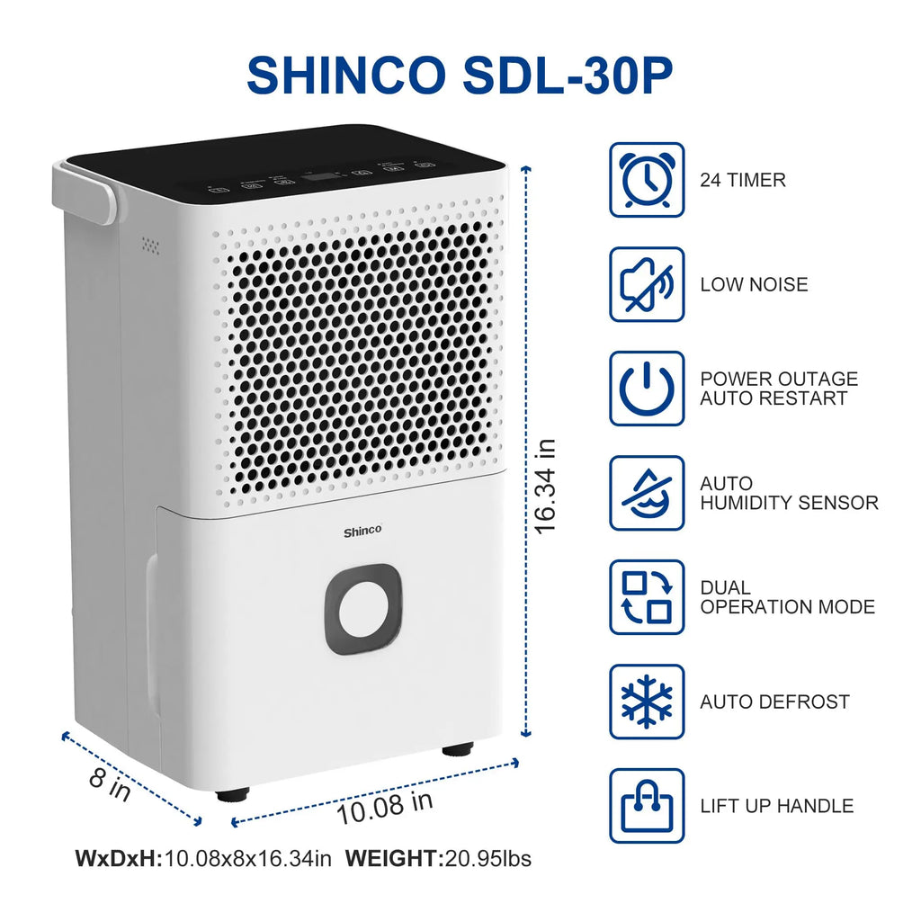 Dehumidifier for Home and Basements, 1500 Sq.Ft with Drain Hose, Auto or Manual Drainage