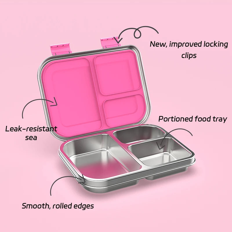 Stainless Steel Leakproof Bento Lunch Box, Sandwich Friendly, Food Safe, Compact, Perfect for Kids Lunch, Adult Lunch