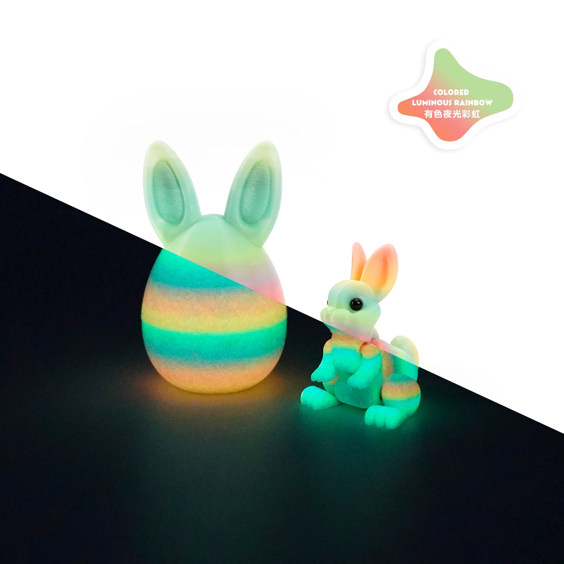 3D Printed Rabbit Eggs Ornament Animal Model Easter Rabbit Home Desktop Ornament Happy Easter Gift for Kids