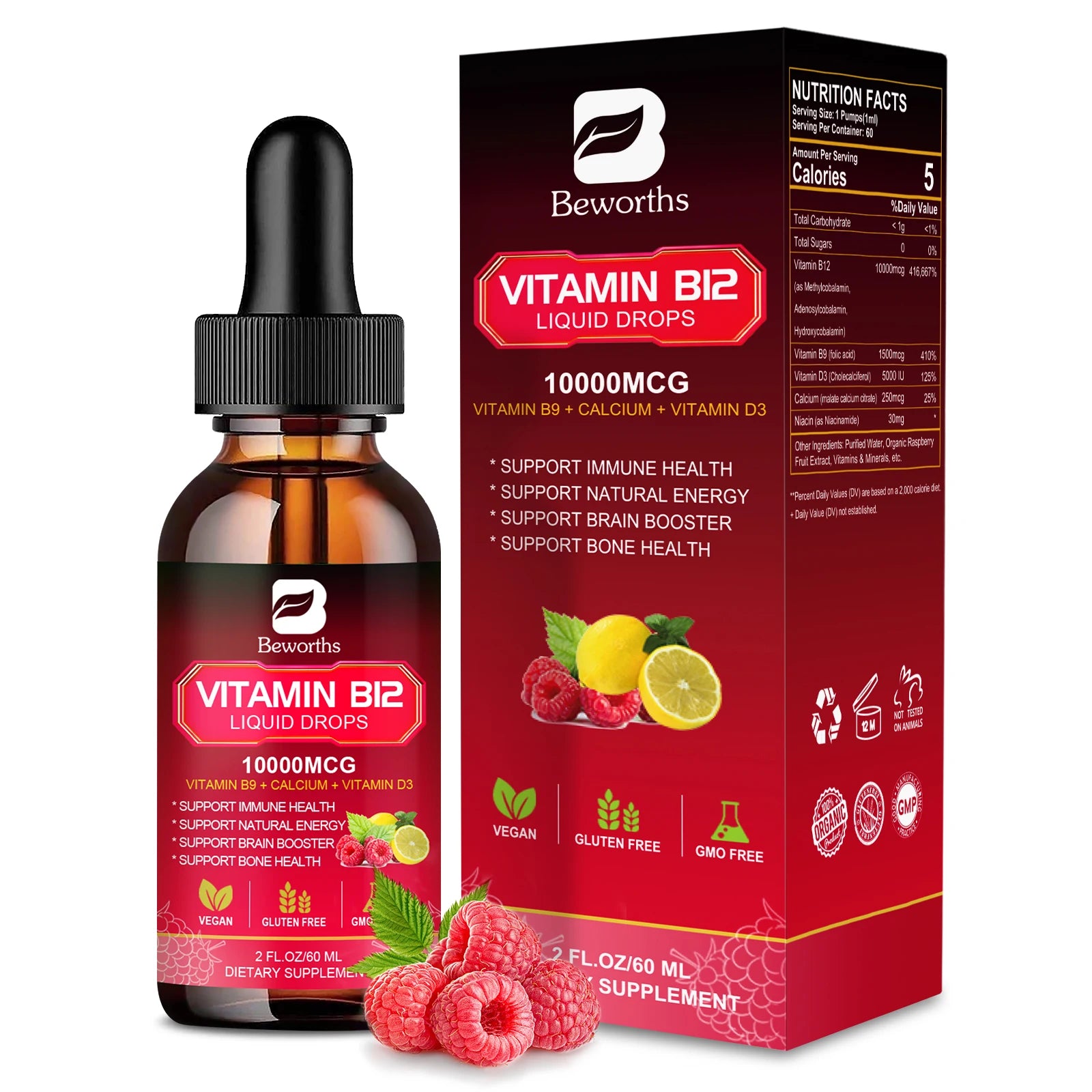Vitamin B12 Drops Energy Supplements Support Immune Health Protecting Cardiovascular Health Promote Digestion