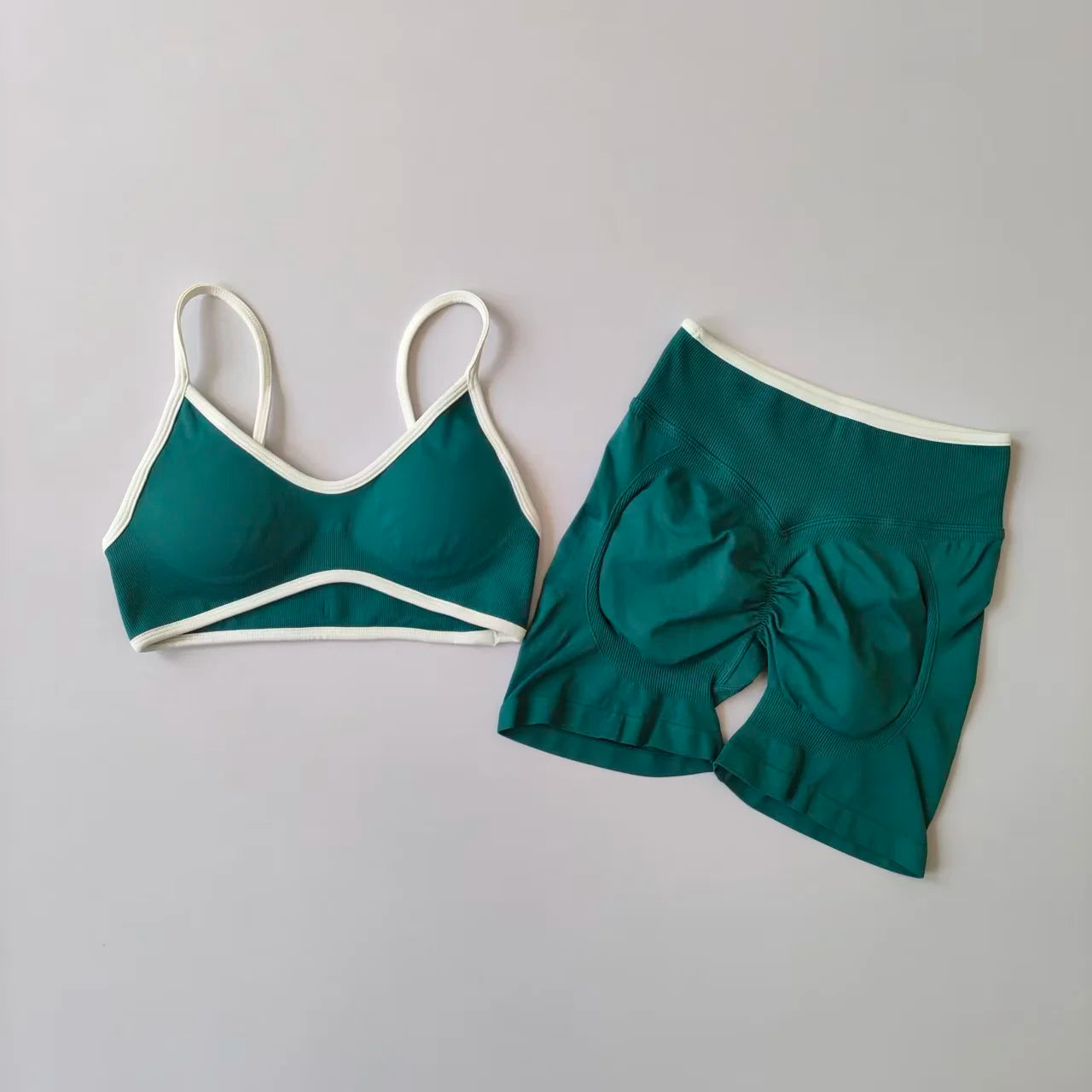 2PCS Yoga Suit Seamless with Chest Pad Tight Sports Bras