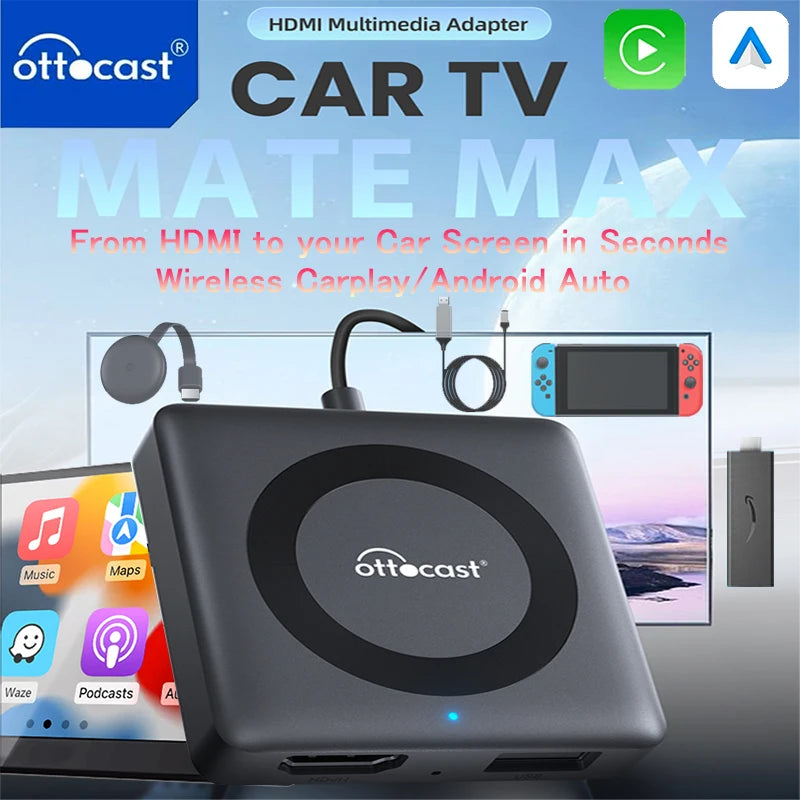 Car TV Mate Wired to Wireless CarPlay Adapter Android Auto HDMI Multimedia Video Converter
