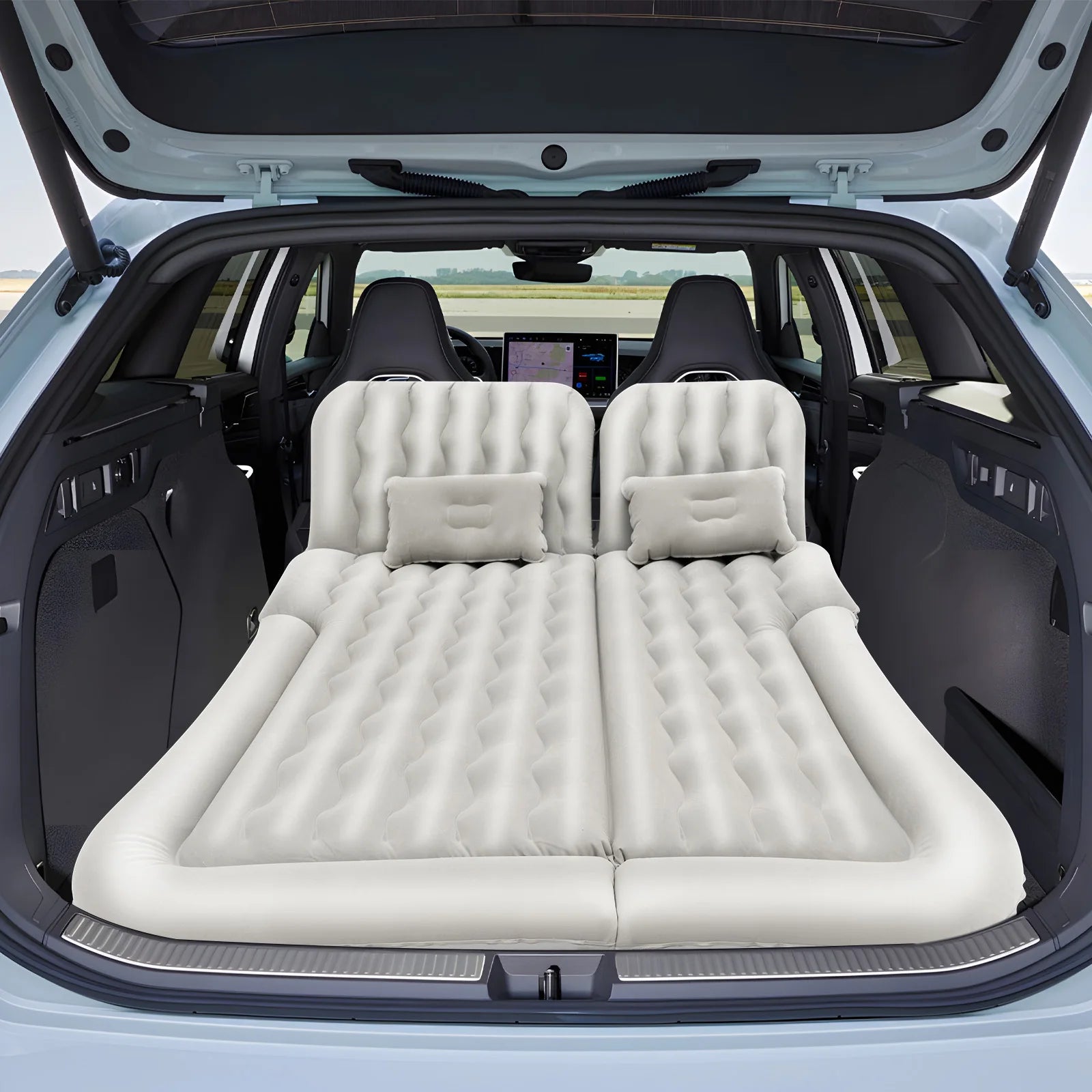Universal Foldable Inflatable Bed Portable Inflatable Mattress Set Car Back Seat Sleeping Air Bed Cushion w/Pump+Pillow