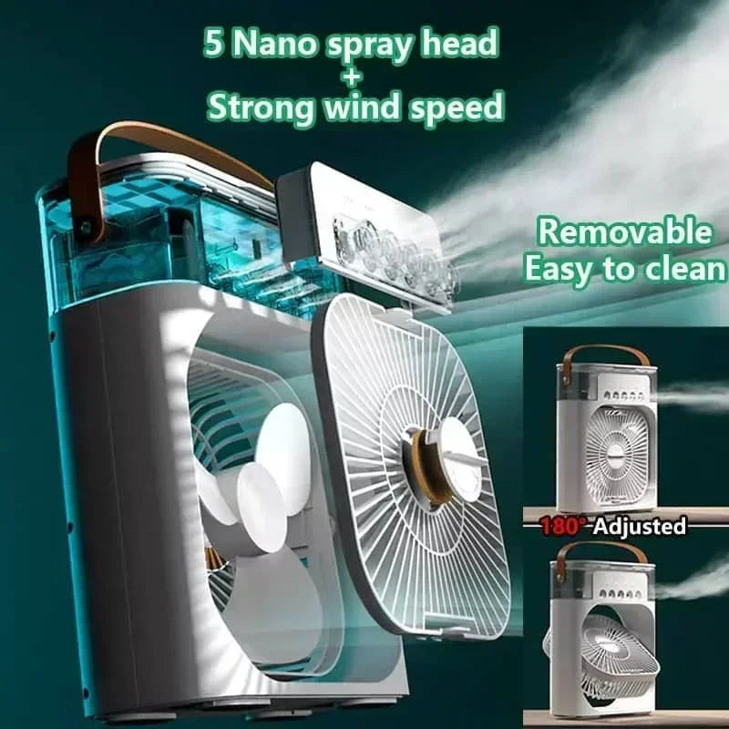 3 In 1 New Fan AIr Conditioner Household Small Air Cooler LED Night Light Portable Humidifier Air