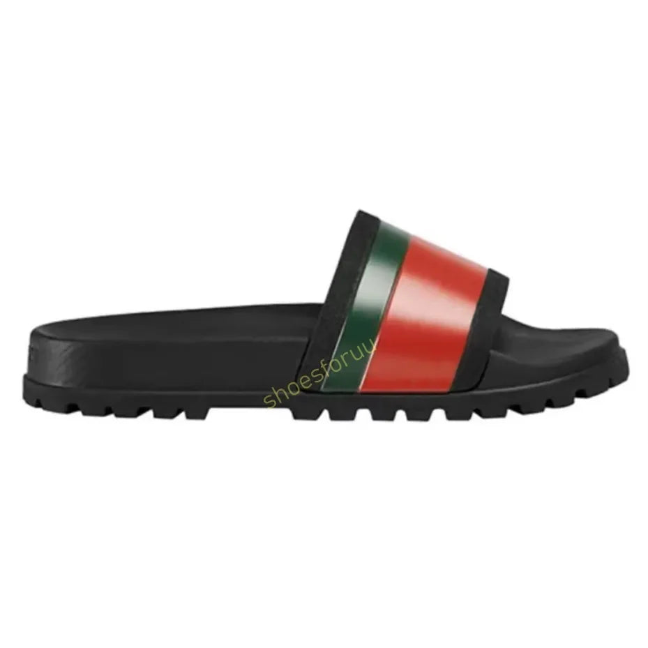 Designer Slippers Fashion Flat Slides Mens Womens claquettes Rubber Slide Sandal Black White Blooms Floral Flat Gear