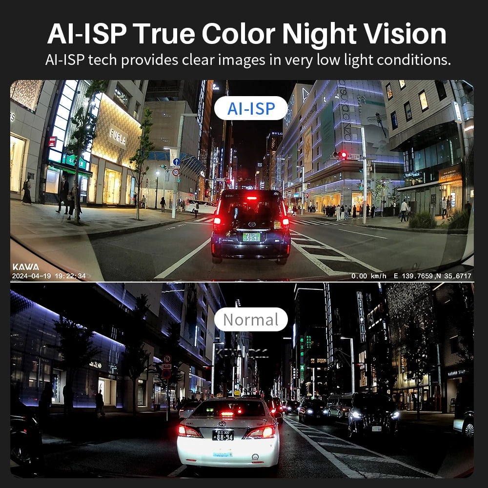 Front and Rear Dash Cam 4K WiFi Car GPS Video Recorder AI-ISP Color Night Vision Motion, Sony Starvis Dashcam