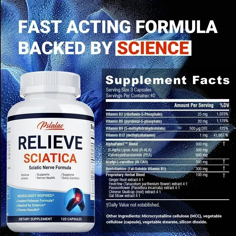 Relieve Sciatica Capsules - Reduce Joint Pai,Restore Mobility - 120 Capsules ﻿
