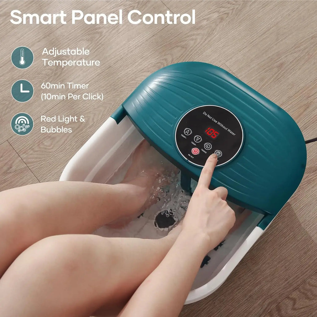 Collapsible Heated Foot Spa with Bubble Massage, Adjustable Temperature & Timer