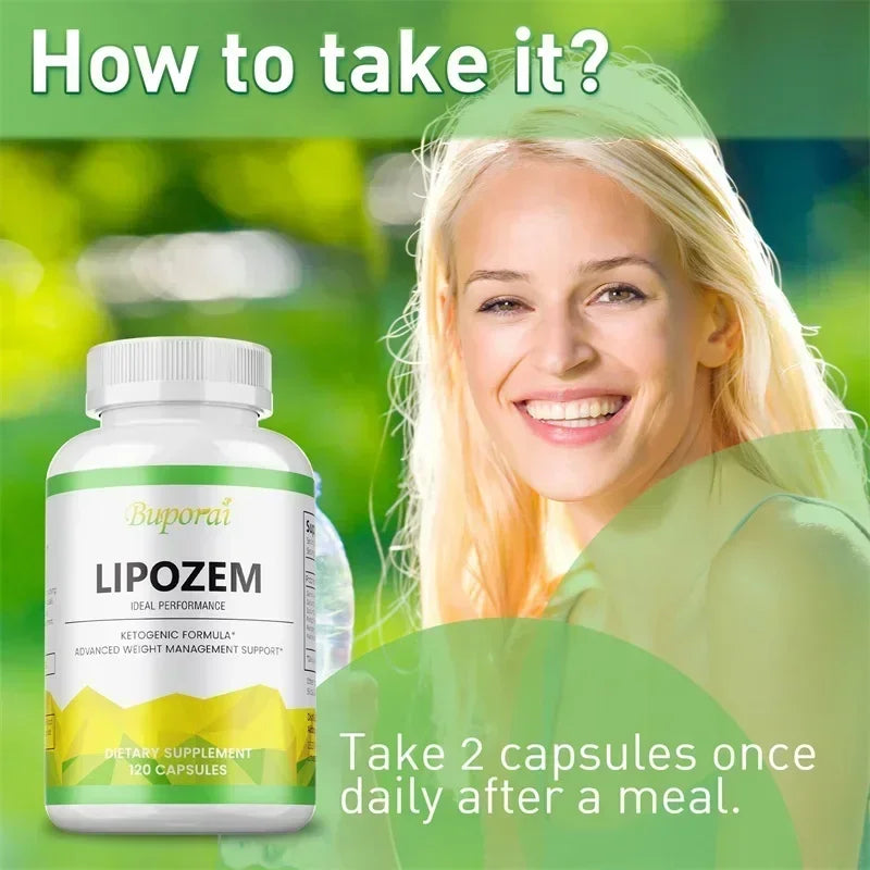 Natural Lipozem - Appetite Suppressant, Fat Burner,Relieves Bloating and Constipation, Improves Metabolism - 120 Capsules