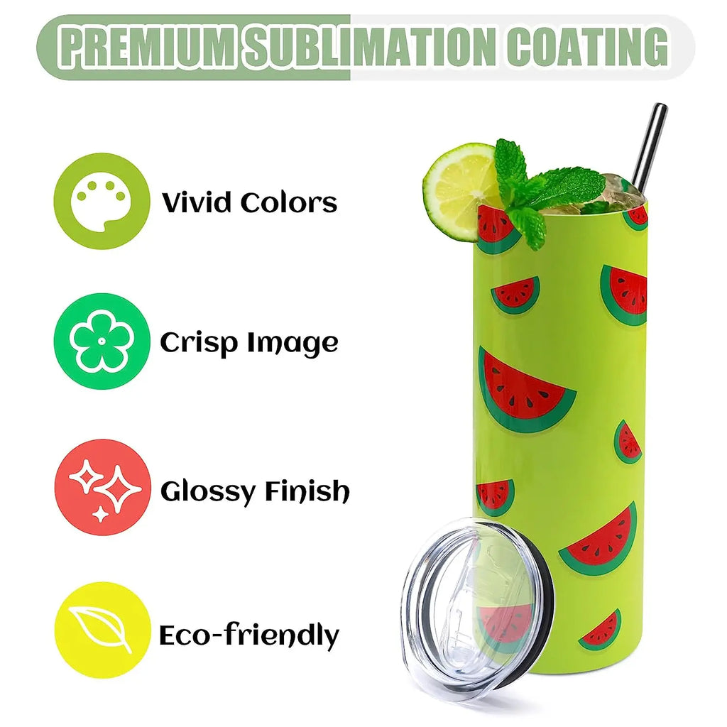 8 Pack 20 OZ Sublimation Tumbler Blanks Skinny Straight in Bulk