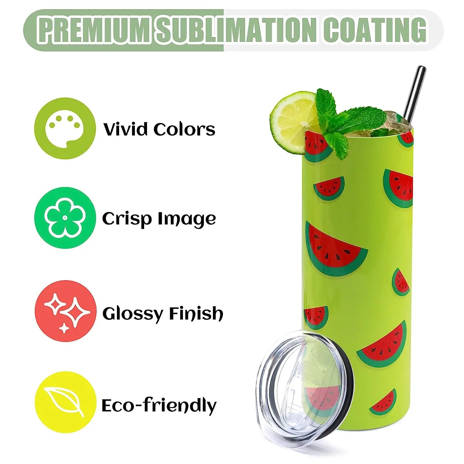 8 Pack 20 OZ Sublimation Tumbler Blanks Skinny Straight in Bulk