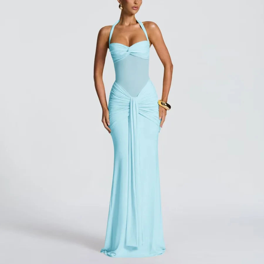Europe and America 2026 new women's clothing temperament pleated streamer evening dress