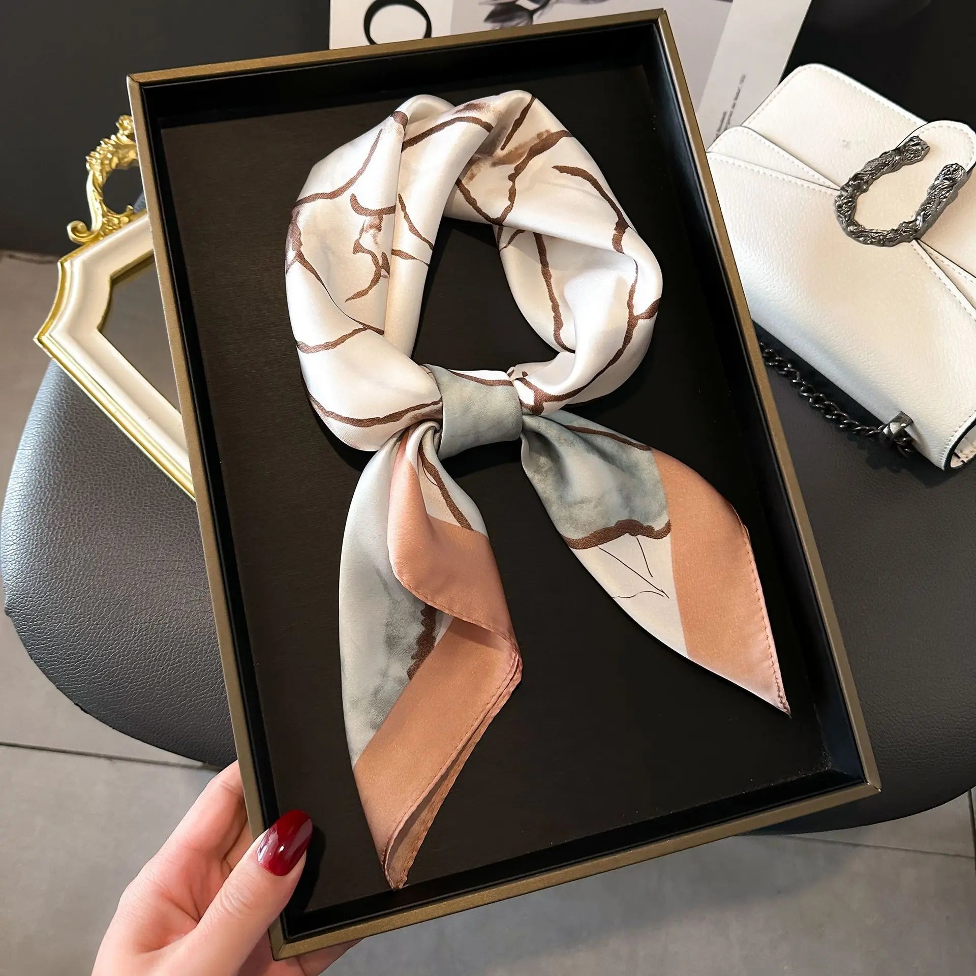 Soft Satin Hair Scarves Fashion Square Printed Headscarf