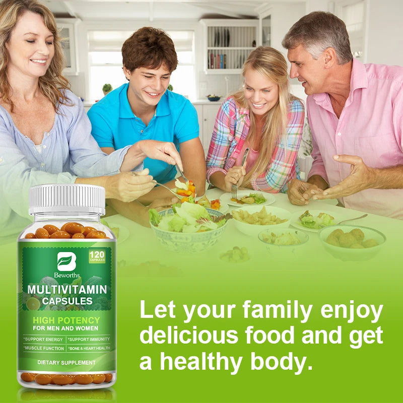 BEWORTHS Multivitamin Capsules with Vitamins & Minerals for Energy Brain Heart Skin Eye Health Immune Support