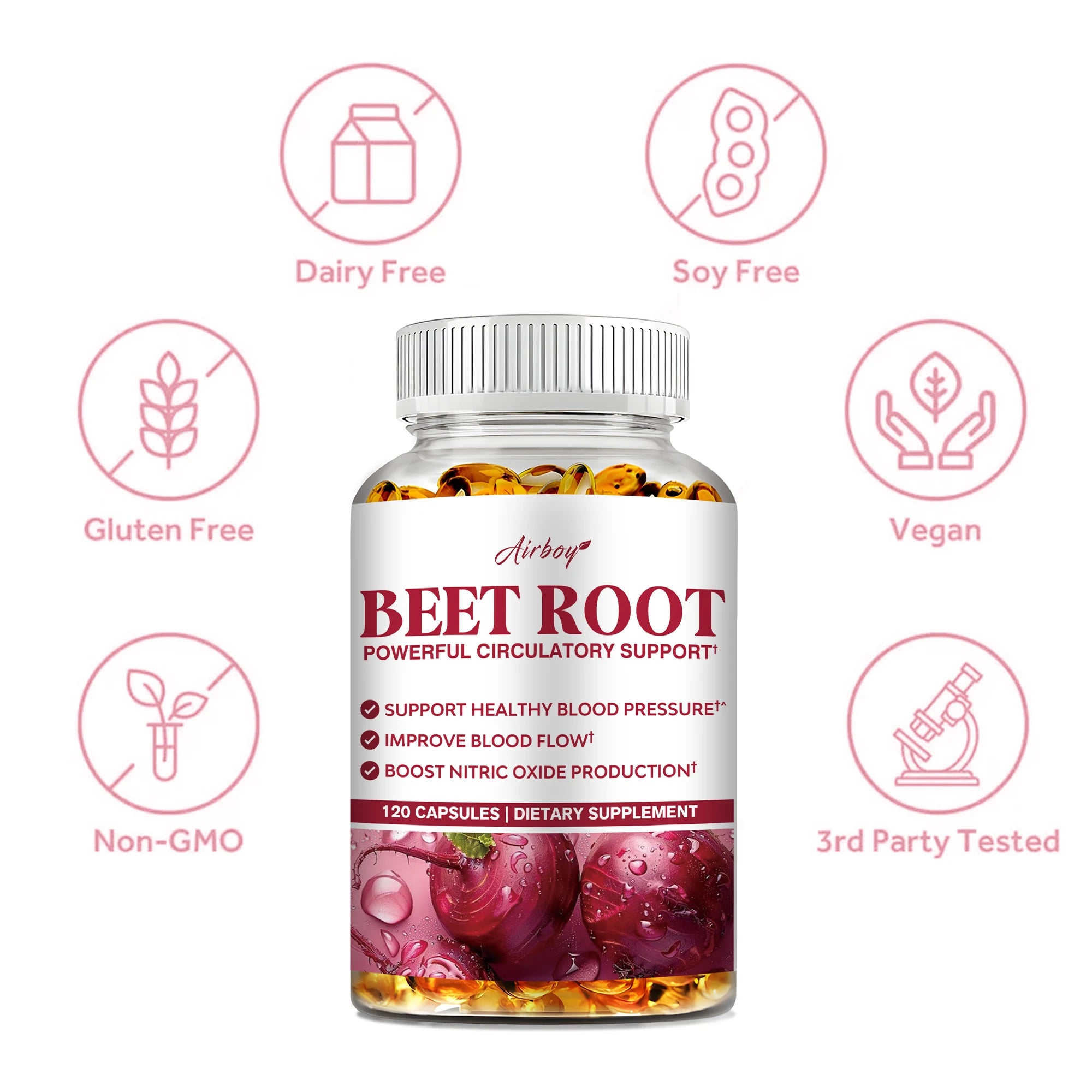 Beetroot - Maintain Healthy Blood Pressure, Improve Blood Circulation, Support Heart and Cardiovascular Health - 120