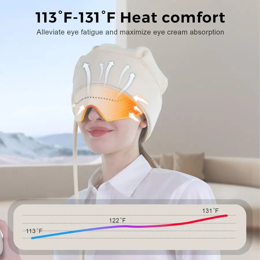 Headaches, Eye Massager with Heat, Electric Rechargeable Head and Eye Massage Tool for Stress Relief, 4 Massage Mod