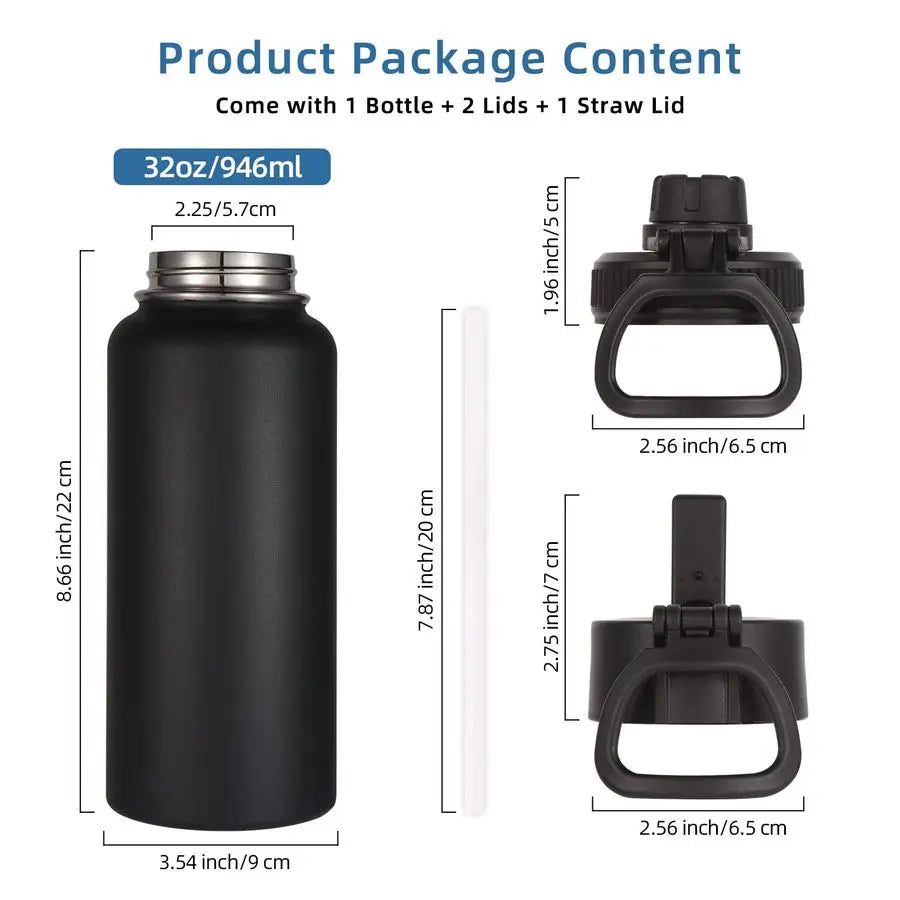 32oz Insulated Water Bottles Bulk 8 Pack with Straw Lid amp Spout Lid