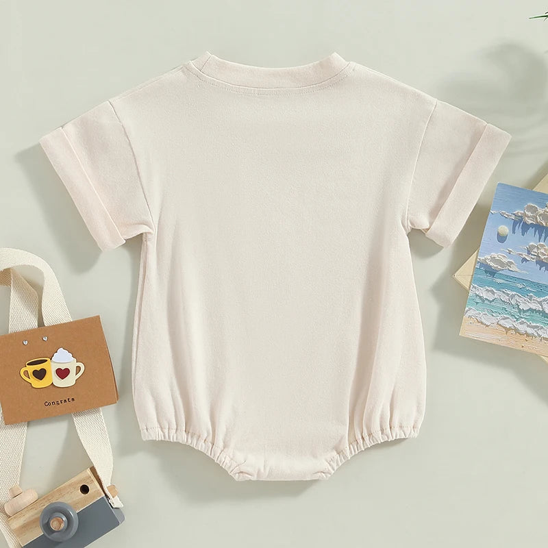 Boys Girls Bodysuit Short Sleeve Solid Color Jumpsuit Solid Casual Clothes