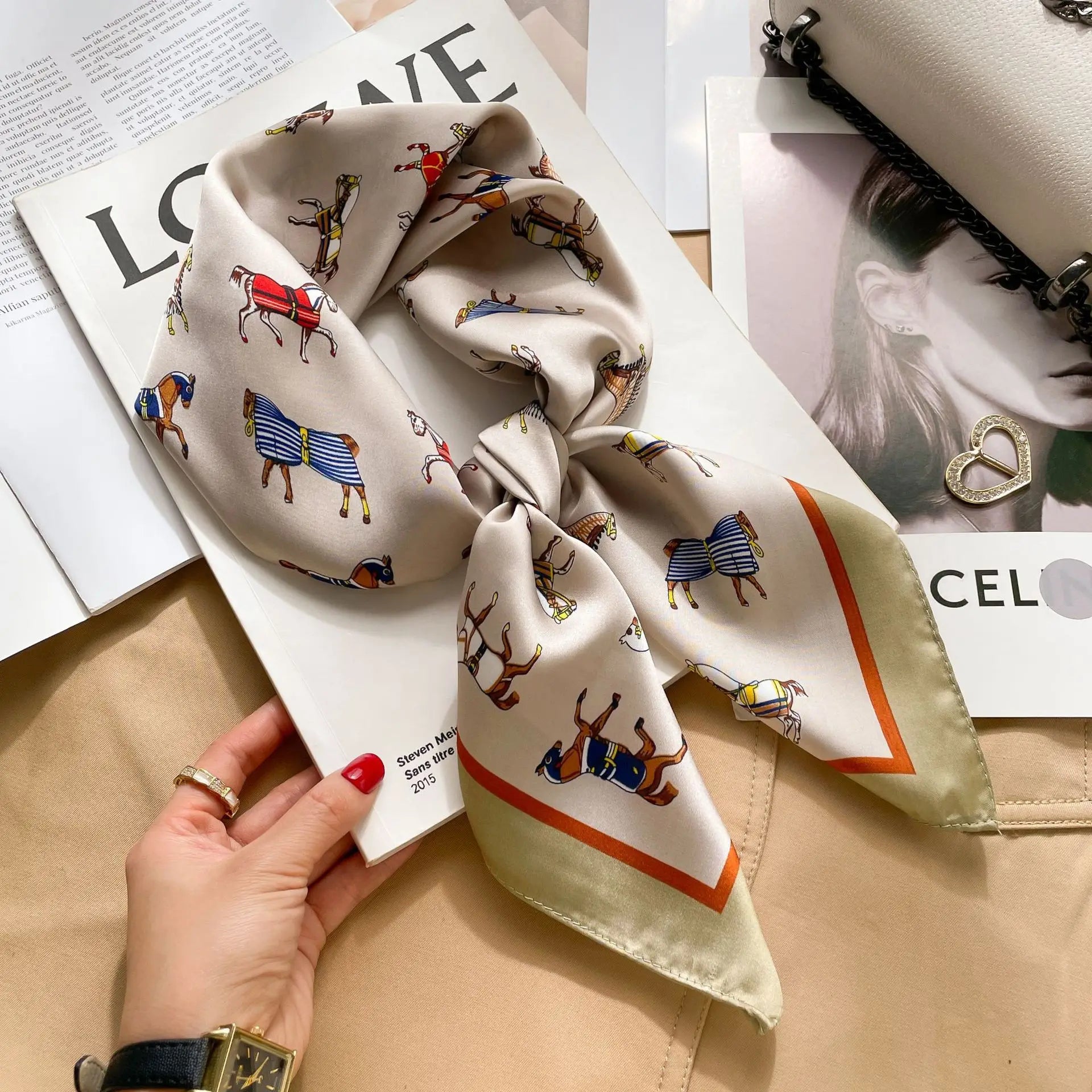Soft Satin Hair Scarves Fashion Square Printed Headscarf