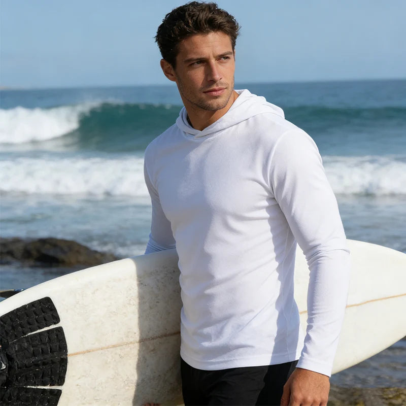 T-shirt Sports Long Sleeved Shirts Hooded Solid Color Breathable Casual Shirt Suitable for Running And Fitness