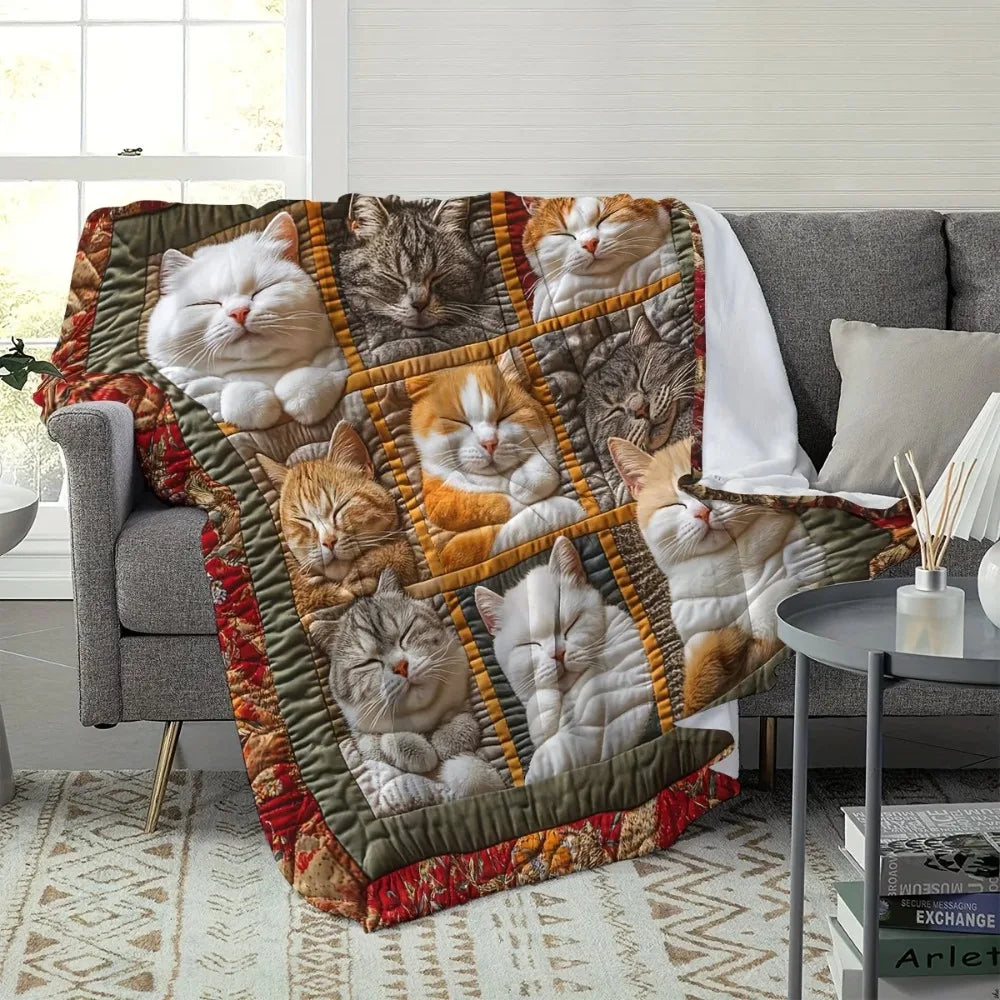 1pc Cozy Cat Lover's Plush Blanket