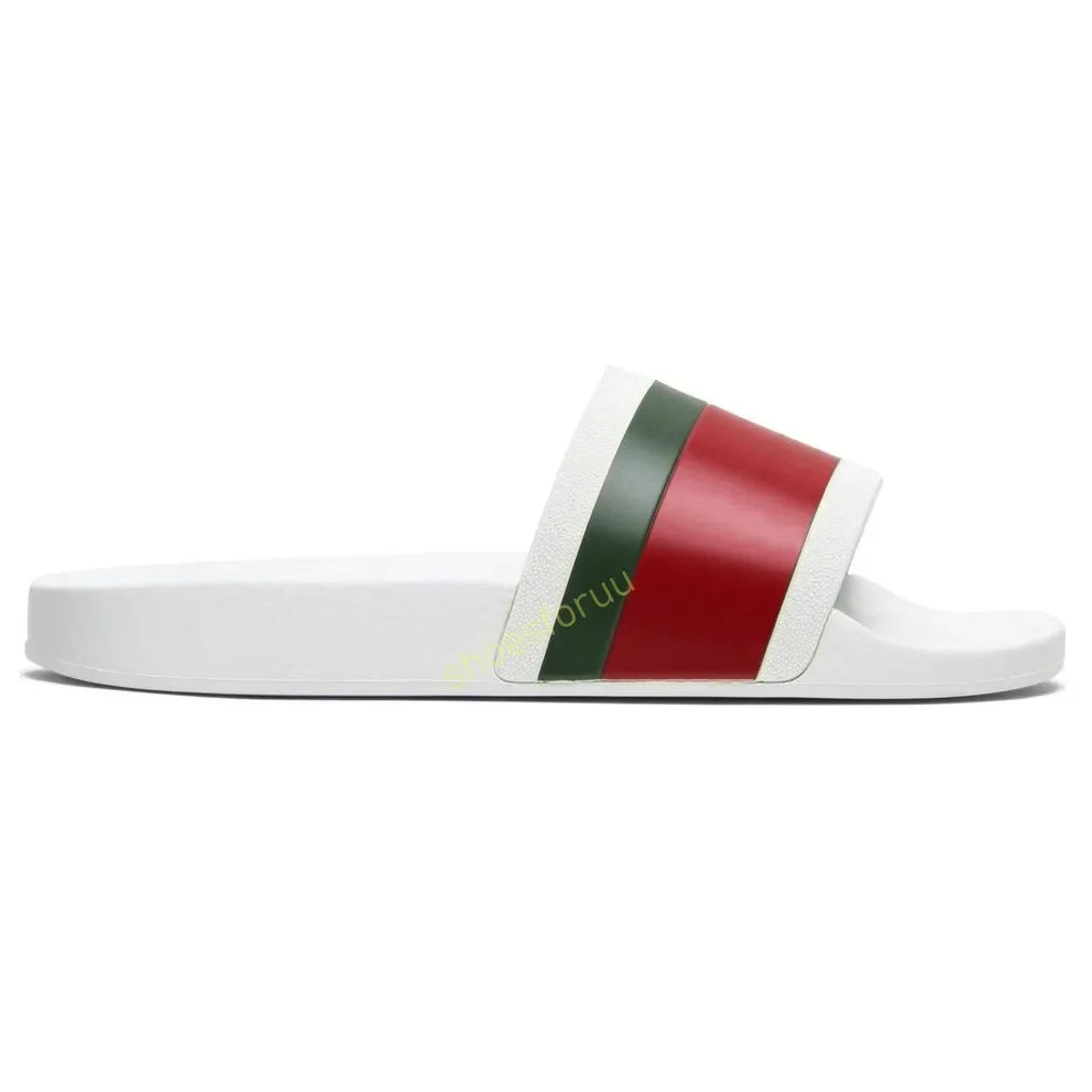 Designer Slippers Fashion Flat Slides Mens Womens claquettes Rubber Slide Sandal Black White Blooms Floral Flat Gear