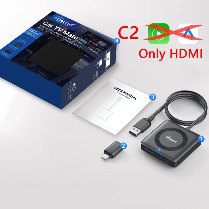 Car TV Mate Wired to Wireless CarPlay Adapter Android Auto HDMI Multimedia Video Converter