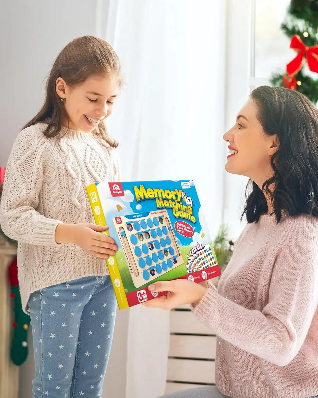 Memory Matching Game, Wooden Travel Board Game with Cards, Montessori Educational Toy for Toddlers Ages 3-5